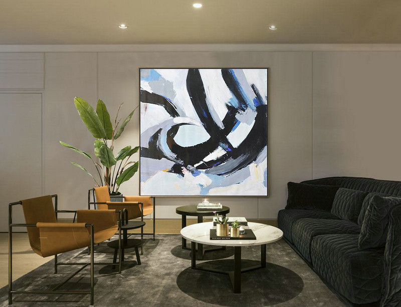 Large Abstract Art Handmade Oil Painting,Oversized Palette Knife Painting Contemporary Art On Canvas,Large Living Room Decor,White,Black,Gray.etc